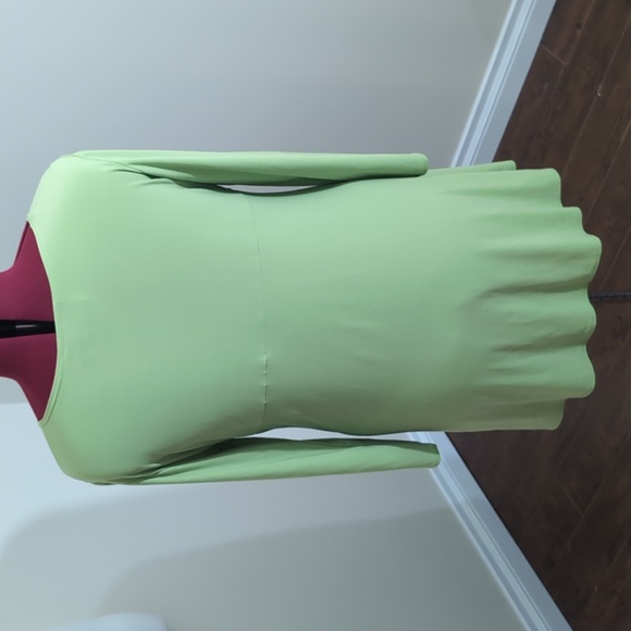 Anthony| Green Shirt Dress With Slit Sleeves Polyester Spandex Blend - Picture 3 of 13